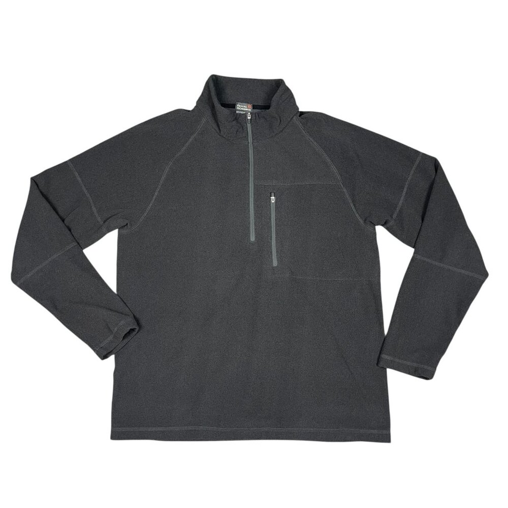 Royal Robbins Mens 1/4 Zip Fleece Pullover Large Gray Zip Pocket Outdoor Hiking